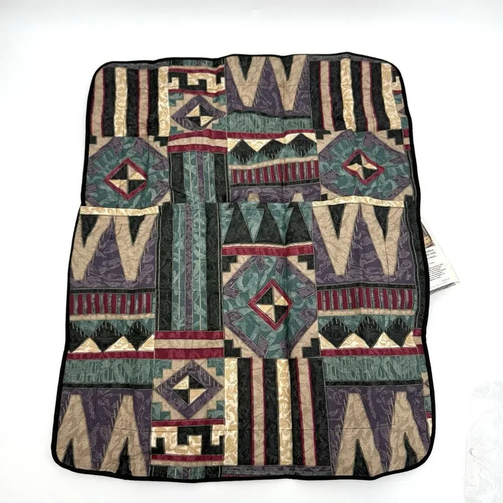 2 Vintage SPRINGS Standard Pillow Shams Usham Sandstone Geometric USA Made Retro